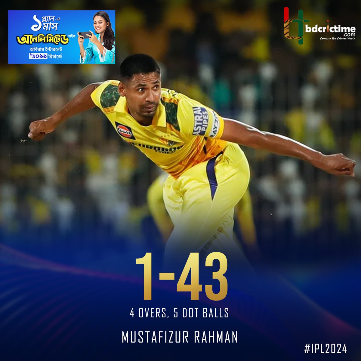 It wasn't Mustafizur Rahman's night

#IPL2024 #MyGP