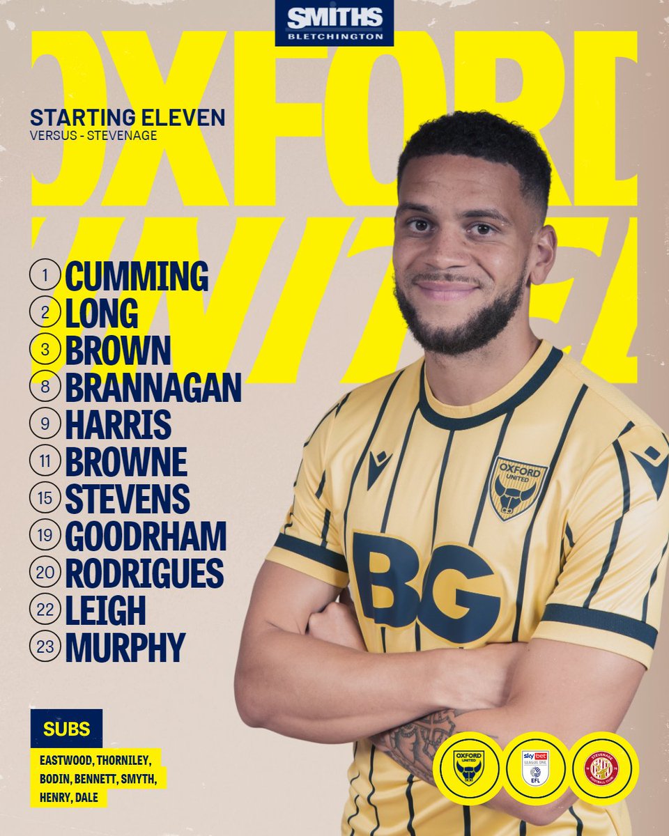 Your U's XI against Stevenage 🚨 Brannagan and Browne start! 🤩