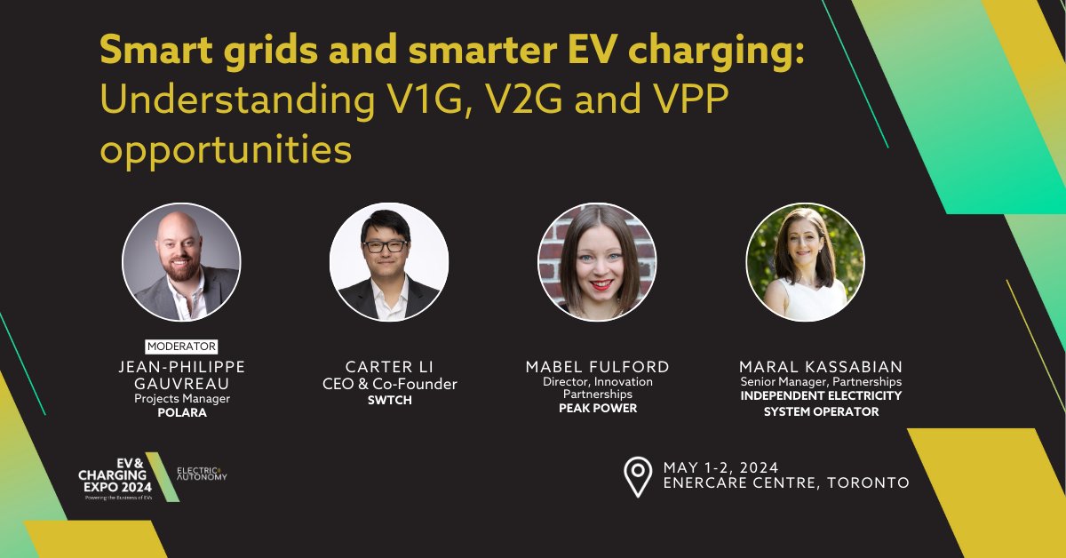 Join industry experts from @IESO_Tweets, @peakpower_inc, Polara and @swtchenergy to discover how to leverage smart charging, bi-directional charging, and battery storage as distributed energy resources. Secure your spot at the #EVChargingExpo2024 now: evandchargingexpo.com