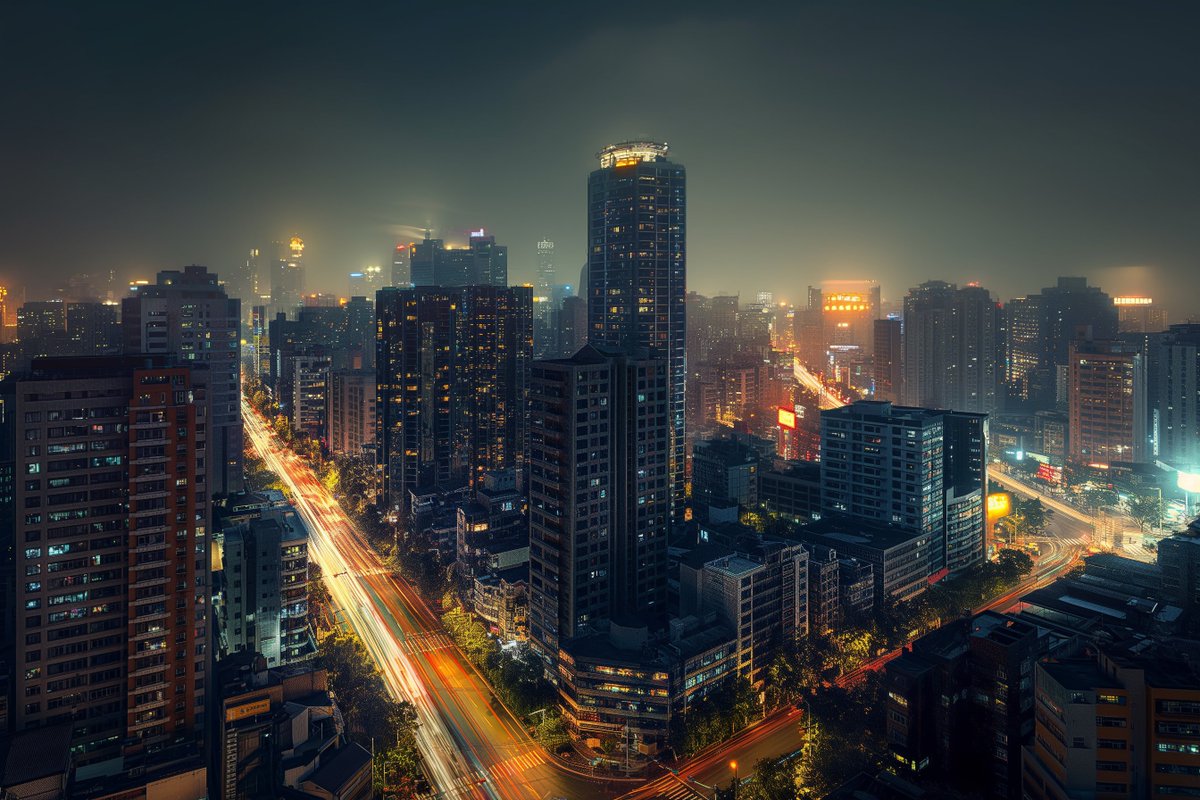 DreamCReality's tweet photo. City lights dance in a symphony of night as skyscrapers pierce the dusk. It's a world alive, yet hushed, in the late-hour buzz. 🌃

What city captivates your soul when the stars are out? #CityAtNight #UrbanWonder https://t.co/Qq7M06Tlo3