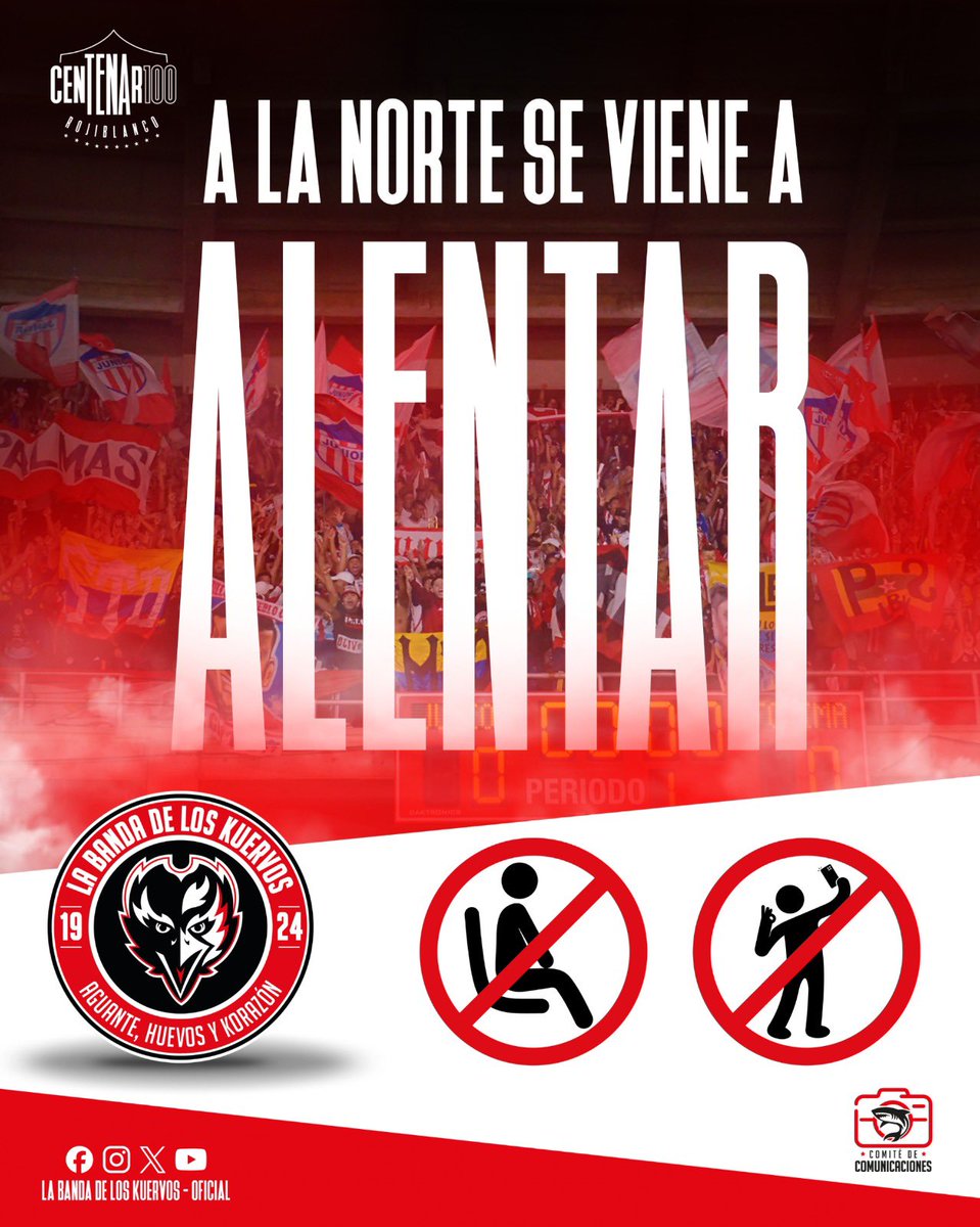 🚫No sentarse, No TikTok 🚫 A la norte alta vamos a vivir la previa y alentar los 90 minutos, somos la BARRA BRAVA DE JUNIOR y con nuestro aliento vamos una vez más por la clasificación JUNIOR CONTRA TODOS !!!