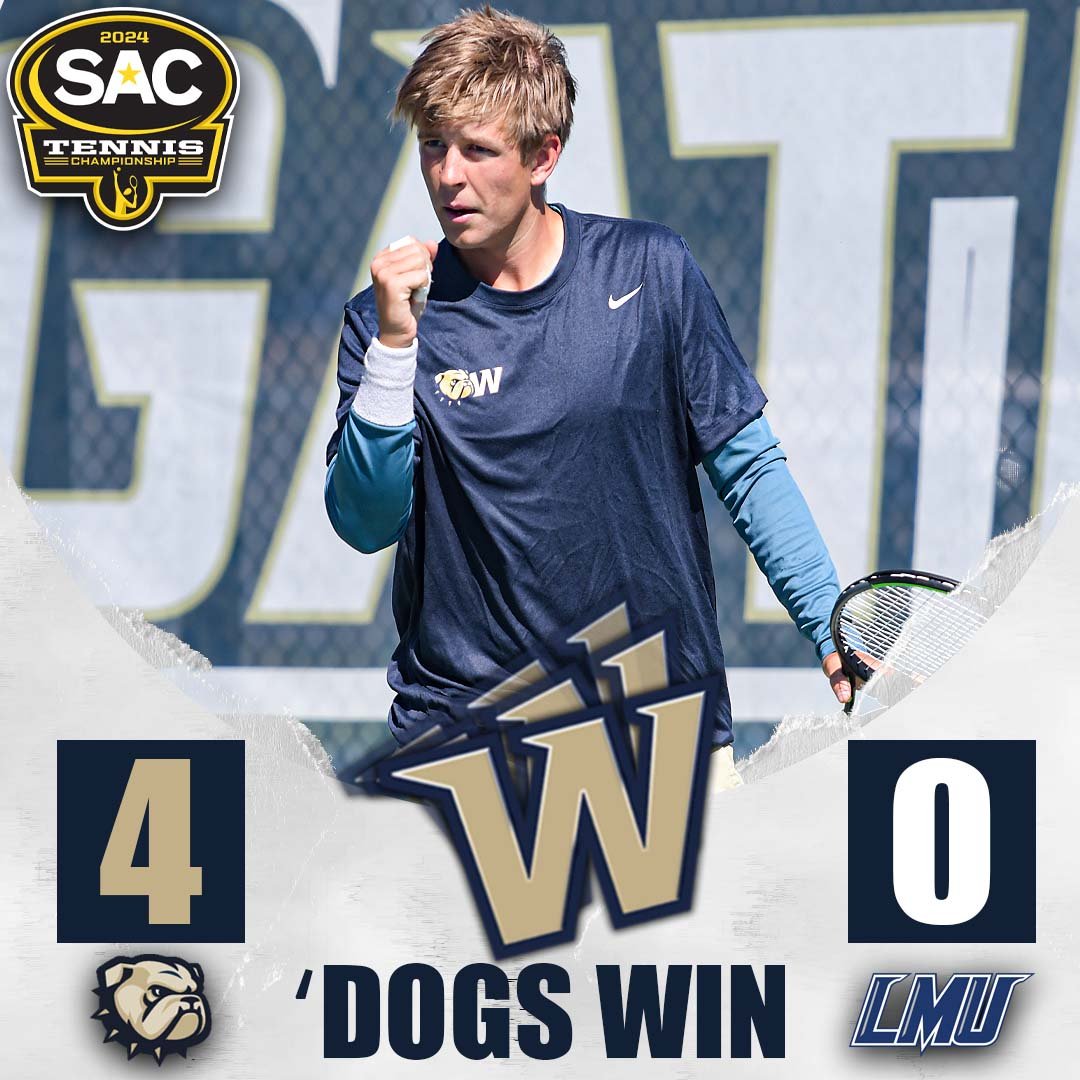 BULLDOGS WIN!!!!! #11 @WingateTennis onto the SAC title match after rolling past LMU 4-0 in the SAC semis! 'Dogs take on Catawba Saturday at 9 a.m. looking for a 2nd straight tourney title & 5th in 6 years! Recap | shorturl.at/aSX36 #OneDog