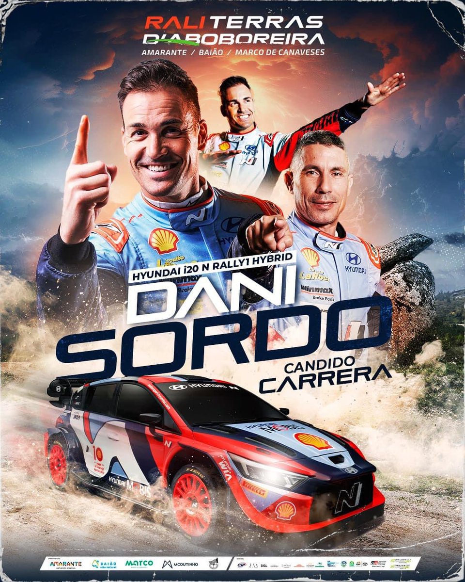 🇵🇹 @DaniSordo and @Candido_Carrera with @HMSGOfficial i20 N Rally1 at Rali Terras d’Aboboreira next weekend.