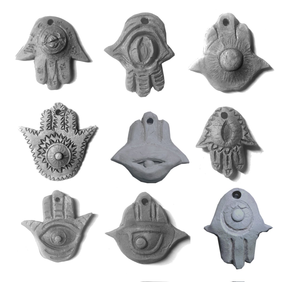 aberrantceramic's tweet image. Small Hamsas of the future 
Amulets for protection against trinket scale evils. 
#hamsa #ceramicartist #ArtistOnTwitter