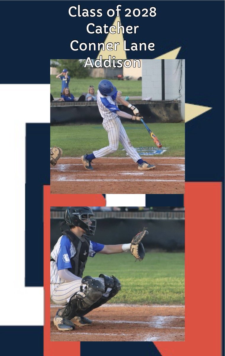 Huge 1st Round Series behind the dish by Class of 2028 Grad @connerlane_08 of Addison. Conner threw out all 3 runners who attempted to steal on him in the 2 Game Sweep and hit in the Cleanup Spot in Game 1 and 2 hole in Game 2! #dingernation⚾️