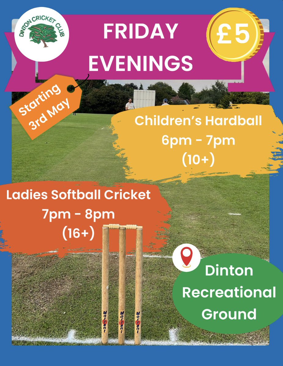 dinton_cc's tweet image. Starting 3rd May, we’re running children’s hardball and ladies softball sessions every Friday evening! £5 per session, it’s a great chance to get involved, so do get in touch or just come along if you’d be interested!