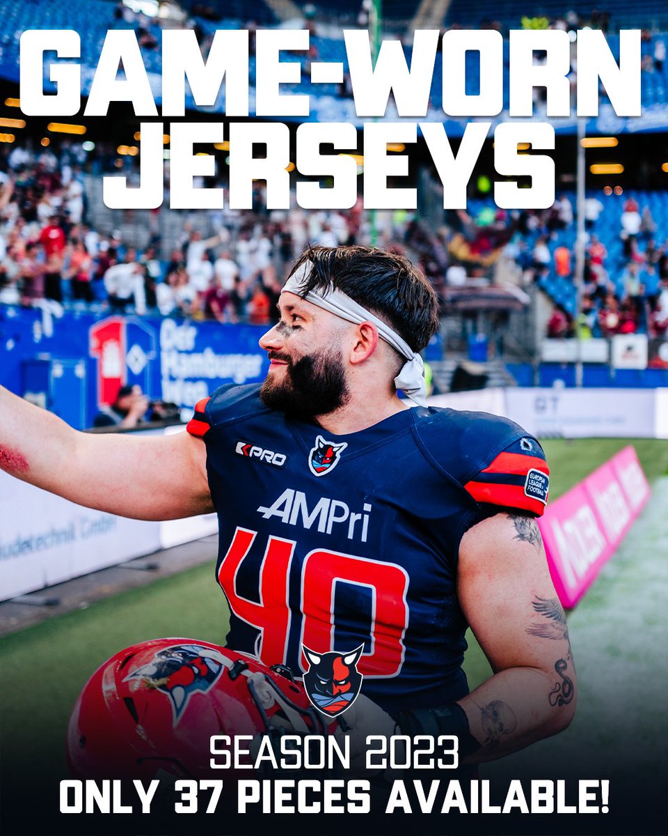 The perfect fit 👀 Passend zur anstehenden Pre-Season haben wir Game-Worn Jerseys aus 2023 für euch im Angebot. Nur solange der Vorrat reicht. 🏈 Jetzt auf shop.hamburgseadevils.com 📲