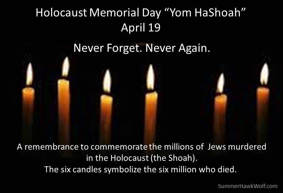 Holocaust Remembrance Days - “Yom HaShoah”
Days of Remembrance ceremonies to commemorate the victims and survivors of the Holocaust are linked to the dates of the Warsaw ghetto uprising April 19.
#HolocaustRemembranceDay
#NeverAgain 
#WeRemember