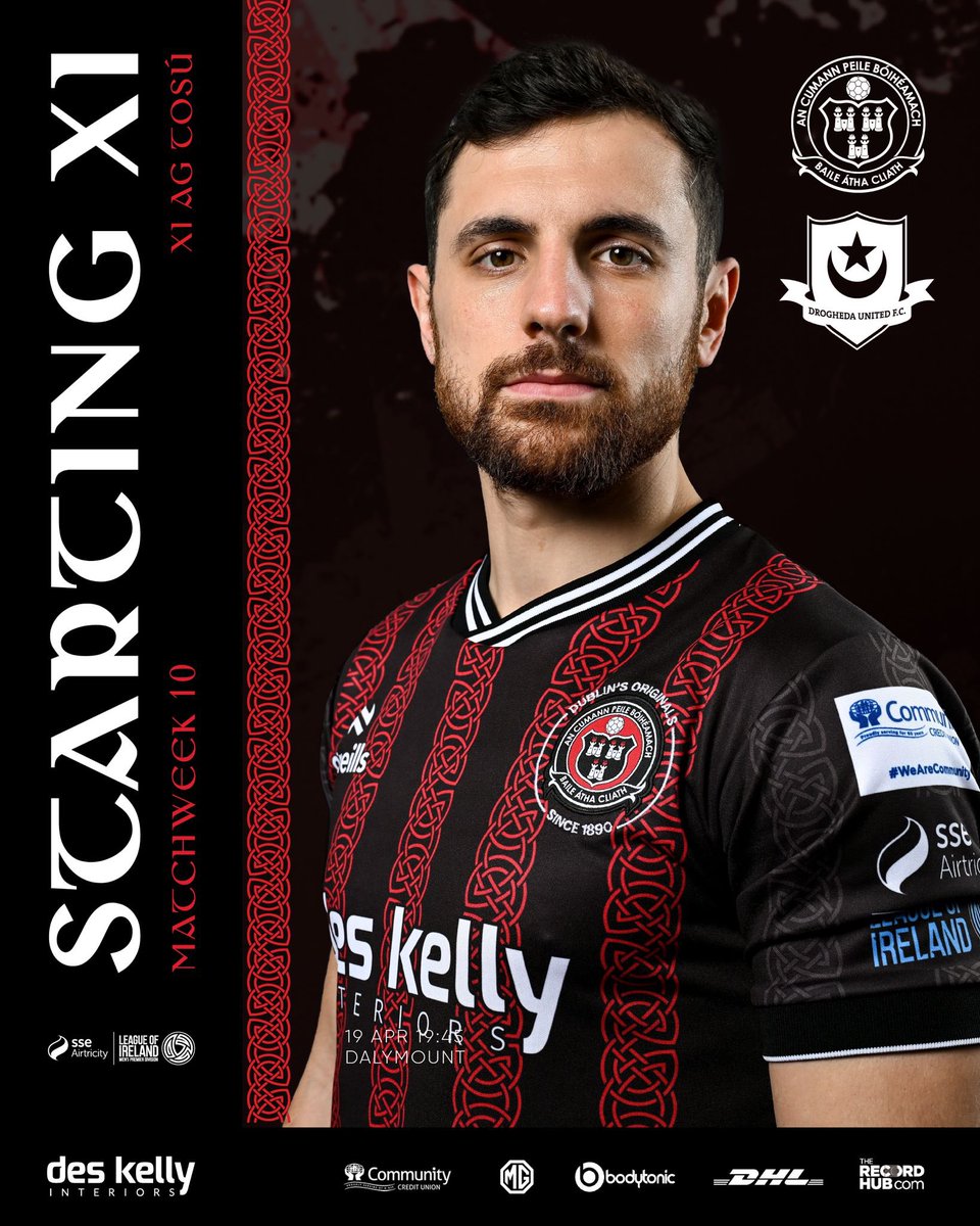 bfcdublin's tweet photo. 📜 Here’s how Bohemians line out against Drogheda United at Dalymount Park this evening in the SSE Airtricity Men’s Premier Division. https://t.co/2hbtGrvGxc