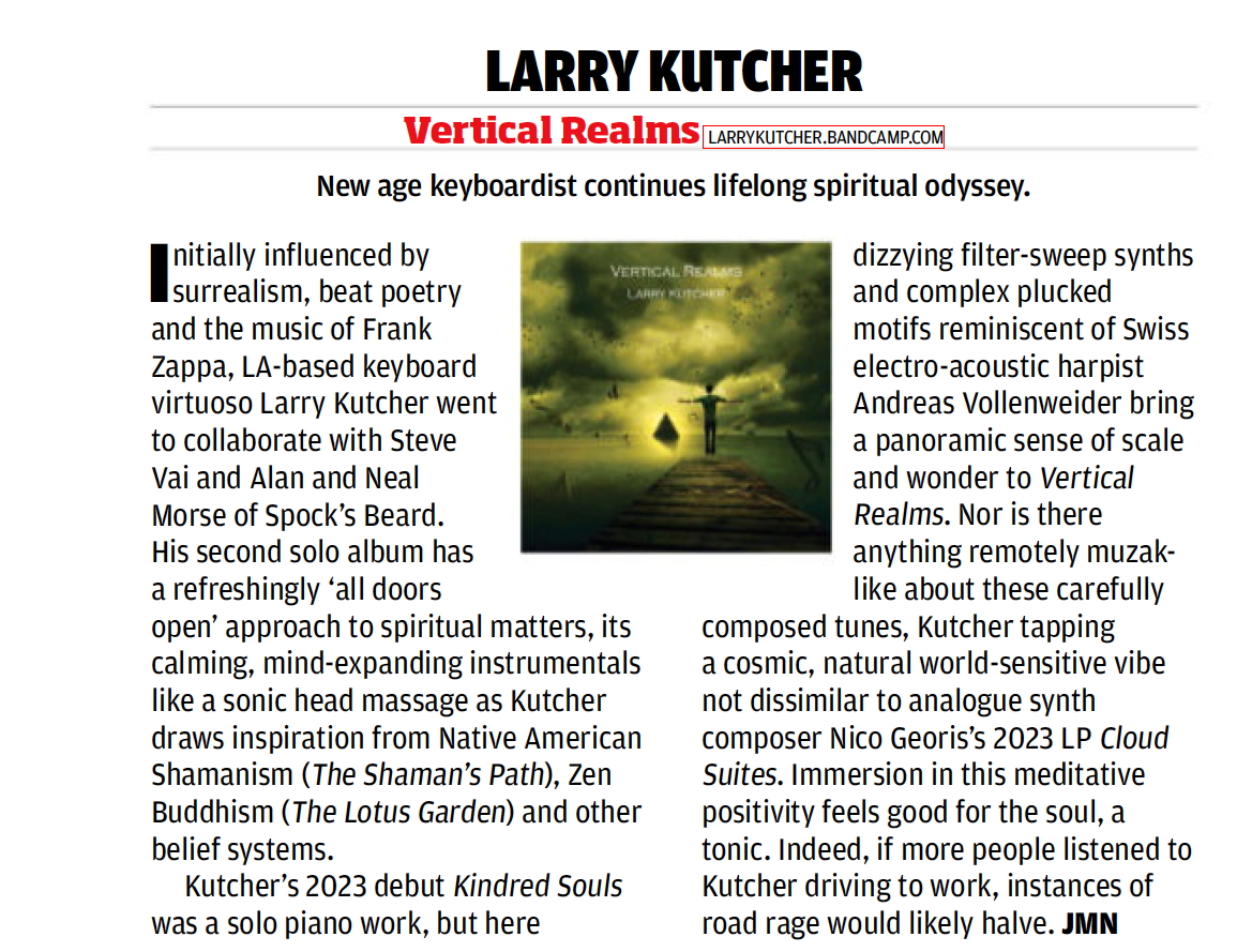 Greetings music lovers! I'm proud to share this great review of my new album 'Vertical Realms' in the world's premier Prog magazine @ProgMagazineUK ! You can purchase my album at: larrykutcher.bandcamp.com