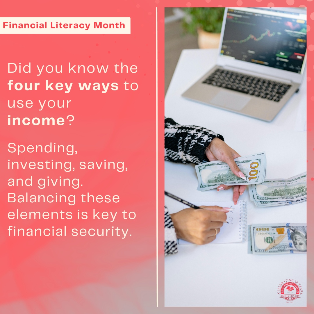 Master your money by balancing spending, investing, saving, and giving. A smart budget leads to financial security and prosperity. Ready to create yours? #FinancialLiteracyMonth #BudgetingBasics