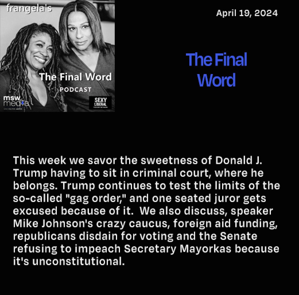 New #TheFinalWord podcast with @frangeladuo. #MSWMedia

Listen: redcircle.com/shows/1e813486…