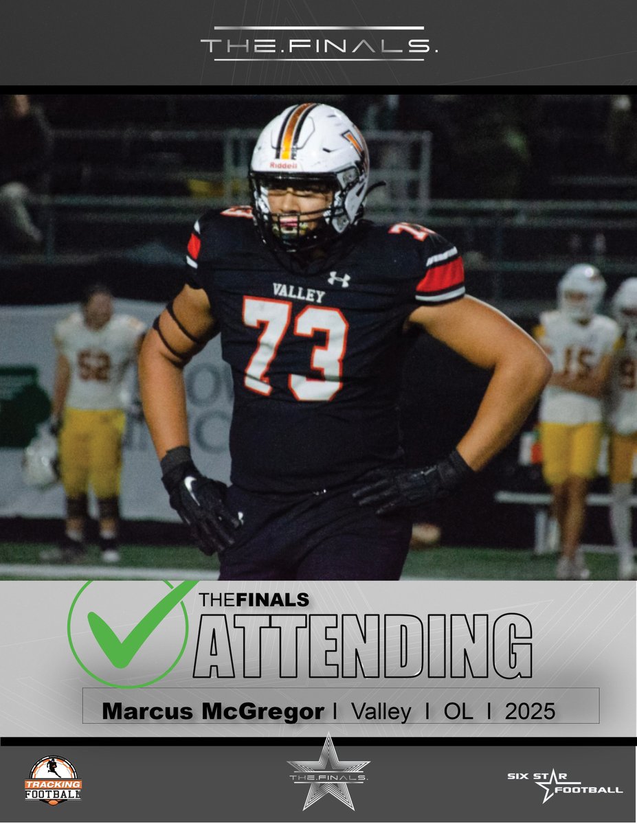 TheFINALS ATTENDING | Marcus McGregor ★★★★★★ ⭐️Excited to announce 2025 OL prospect Marcus McGregor will be attending TheFINALS in Kansas City! ⭐️ Holds an early offer from Northern Iowa 📆 May 25 📍 Ray-Pec (MO) HS #TheFINALS I @MarcusMcGregor8 INFO/REGISTER…