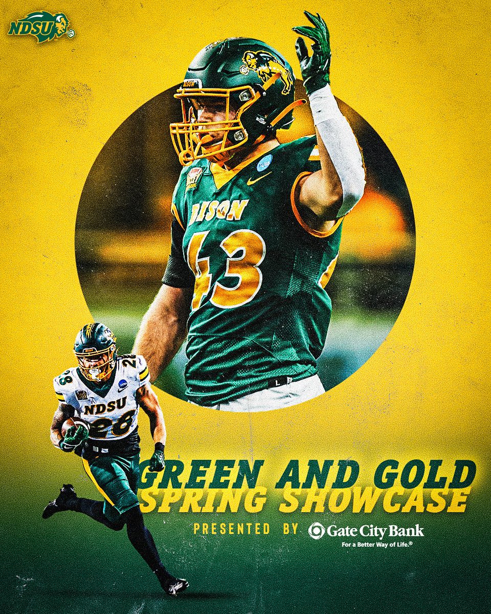 It's SHOWTIME! 🆚: Green and Gold Spring Showcase ⏰: 1:00 PM 📌: Fargo, ND 🏟️: Fargodome 🎫: Free Admission 📺: WDAY Xtra 🔊: GoBison.com/Listen 🖊️: Player autographs from 11:30-12pm More Info: bit.ly/3UwG3nb