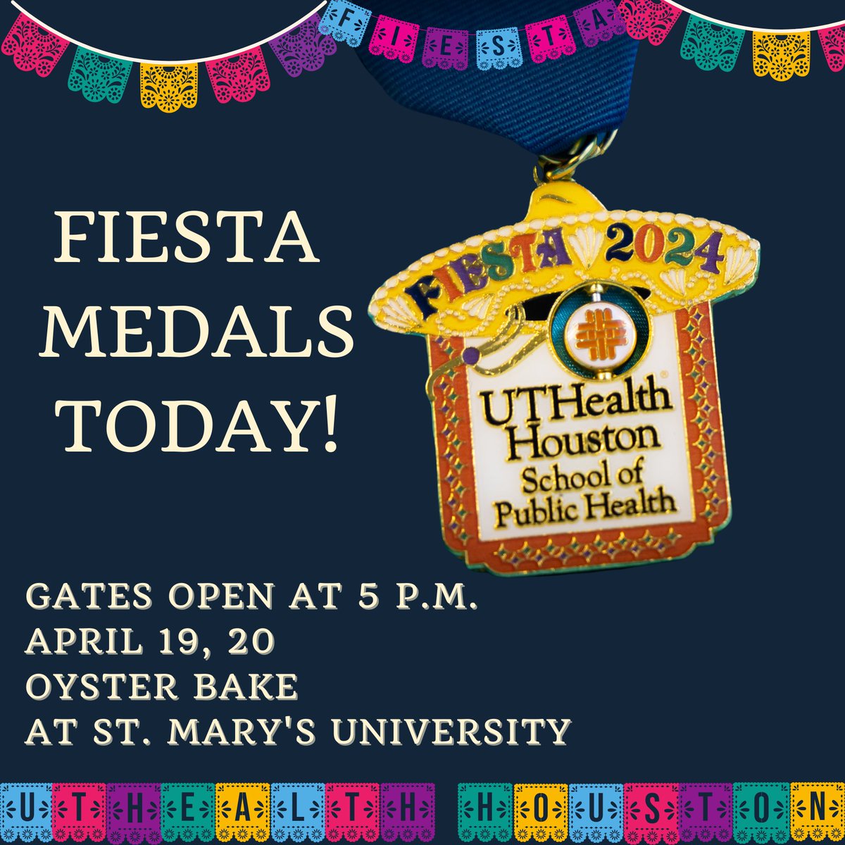 It's HERE! Fiesta's kick-off event has arrived and we are ready and waiting to meet you all at our booth, where we will have Fiesta medals you can win! And lots of cool swag if you don't win a medal. Come see us! @oysterbake @fiestasa @stmarysu #fiesta #fiestamedals