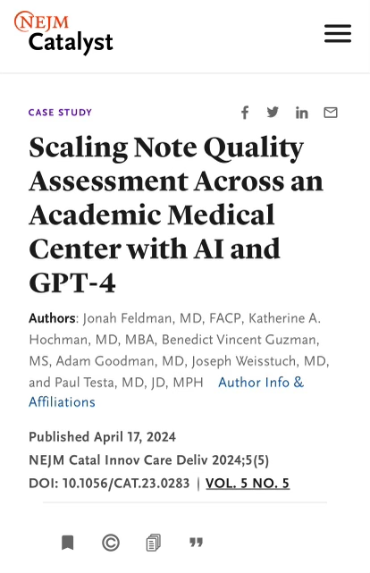 Outstanding documentation goes hand-in-hand with exceptional clinical care @nyulangone. What makes a great note? And how can we assess note quality across our system? Check out our 5Cs in @nejmcatalyst: ✅ Complete ✅ Clinical Reasoning ✅ Contingency ✅ Concise ✅ Correct