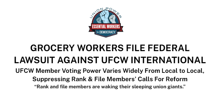 EW4Democracy's tweet image. BREAKING: Grocery workers file federal lawsuit against @UFCW for suppressing rank and file members' calls for reform ew4d.org/lawsuit 
Press conference from #labornotes on FB Live facebook.com/watch/live/?re…