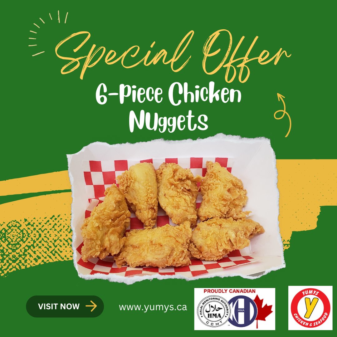 YumysChicken's tweet photo. Today special 6 pcs nuggets.
Visit https://t.co/qb5Ym7oRGZ
#chickensandwich #halalfood #chicken #wings #sandwiches #burgers #fastfood #hma #foodiguys #burger #toronto #malton #rice #zabiha #hashtaghalal #fries #chicken #bbqwings #broastchicken #coleslaw https://t.co/JUV1Y2Z3dI