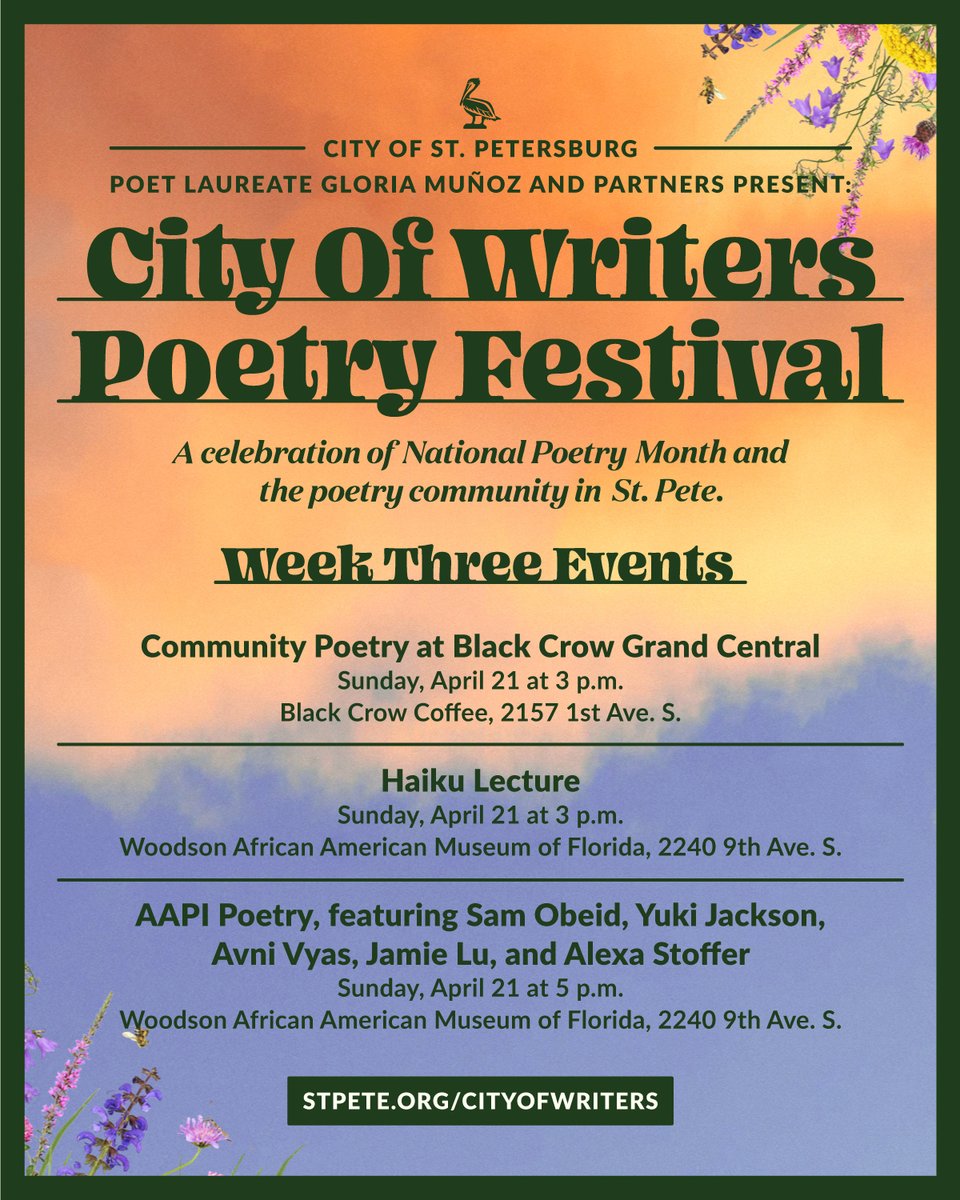 Many events are being hosted all over the city to celebrate #NationalPoetryMonth. Check out Week Three events below.👇