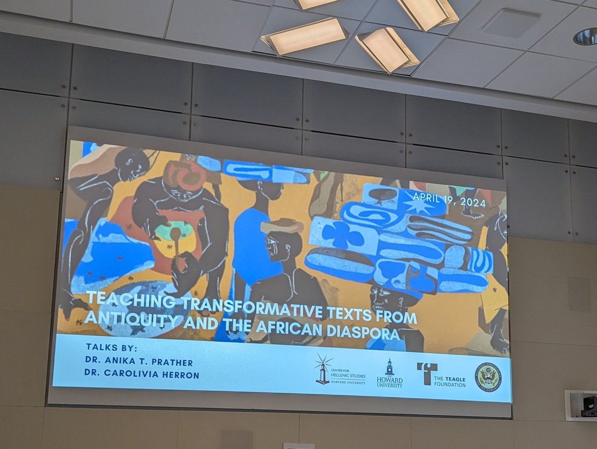 Looking forward to @HowardU #SnowdenLecture @PhiBetaKappa Day 2: Teaching Transformative Texts from Antiquity & the African Diaspora. Thank you to @HellenicStudies for hosting & @NEHgov Teagle for helping make this possible. Key notes Dr. Carolivia Herron & Dr. @AnikaFreeindeed