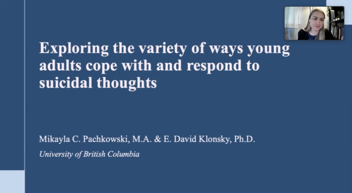 How Do People Cope With and Manage Suicidal Thoughts? A Multi-Method Examination of Suicide-Related Coping with @M_Pachkowski and @KlonskyLab 
#SRS24 #SRS2024
