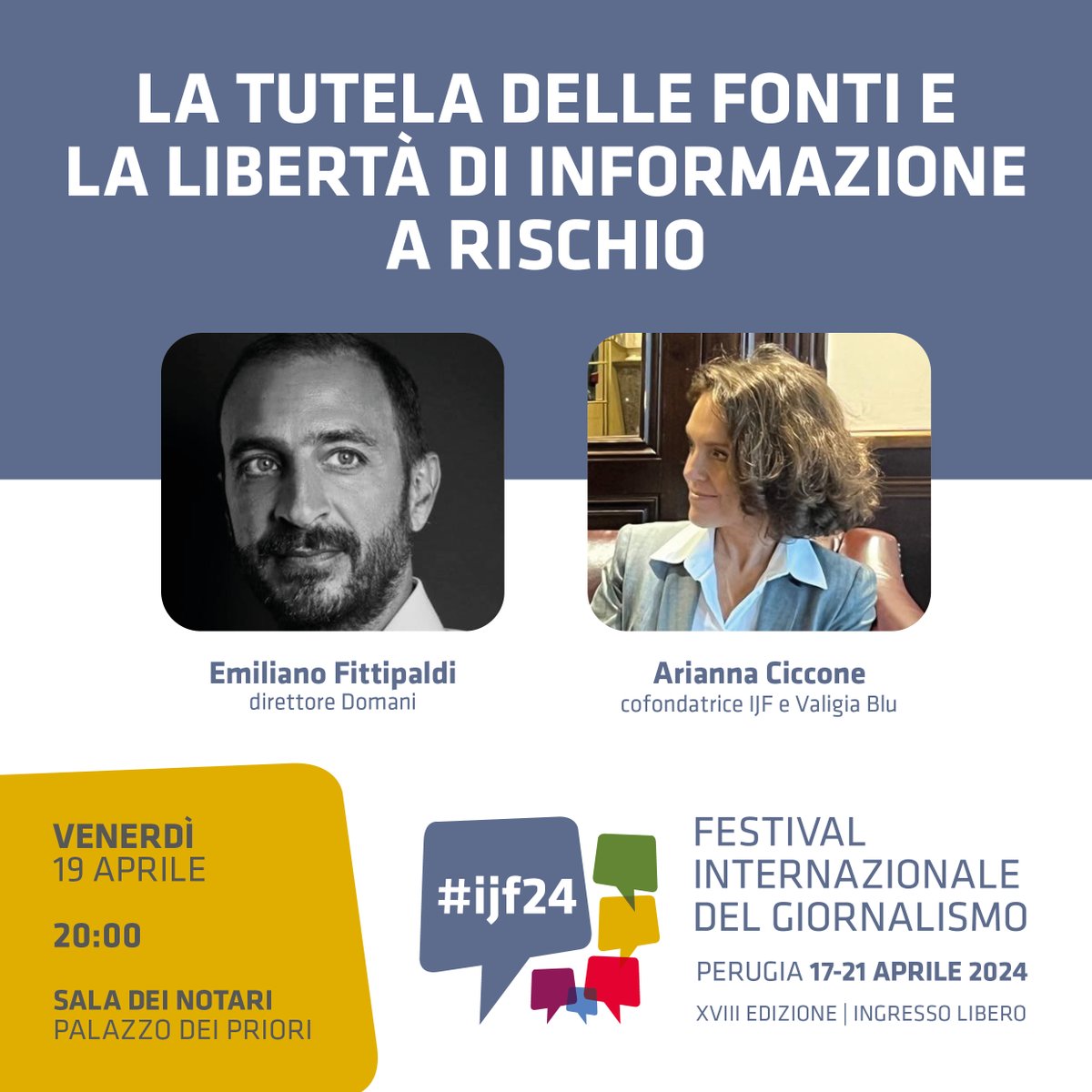🔴 La tutela delle fonti e la libertà di informazione a rischio #ijf24 con @_arianna @emifittipaldi 🎥 Live & On Demand > festivaldelgiornalismo.com/programme/2024…