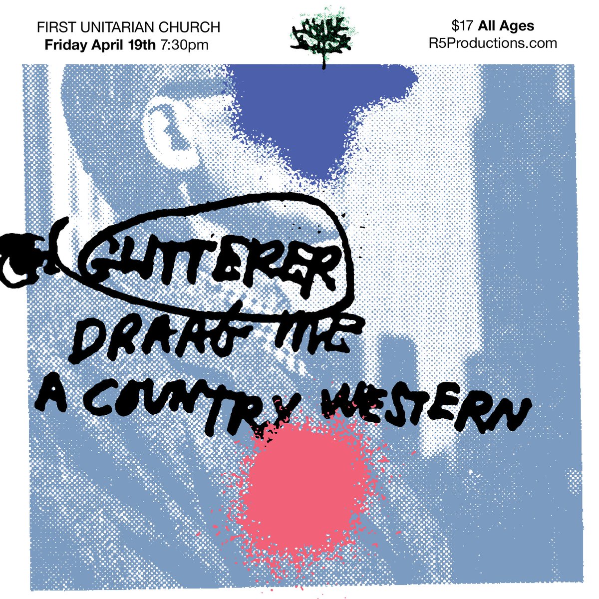 *TONIGHT* at the Church, finally, a big GLITTERER headliner with special guests DRAAG ME & A COUNTRY WESTERN. A perfect gig for a perfect Friday spring evening. Come and hang out with all of your friends. Doors at 7:30pm, as always, ALL AGES. 🎟 etix.com/ticket/p/87847…