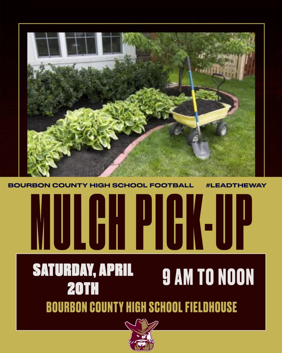 Don't forget!!!  If you ordered mulch from Bourbon County High School Football.  Tomorrow (April 20th) is pick-up day, 9-Noon.  We can coordinate delivery for orders of 20+ bags.  If you cannot pick up tomorrow, we can coordinate another day for pick-up.  #LEADtheWay