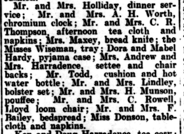 sadnew1's tweet photo. Loving the fact that the newspaper used to print a list of wedding gifts for a newly married couple! My distant cousins gave the bride &amp; groom a pyjama case!!! https://t.co/vJQQb3CMyq