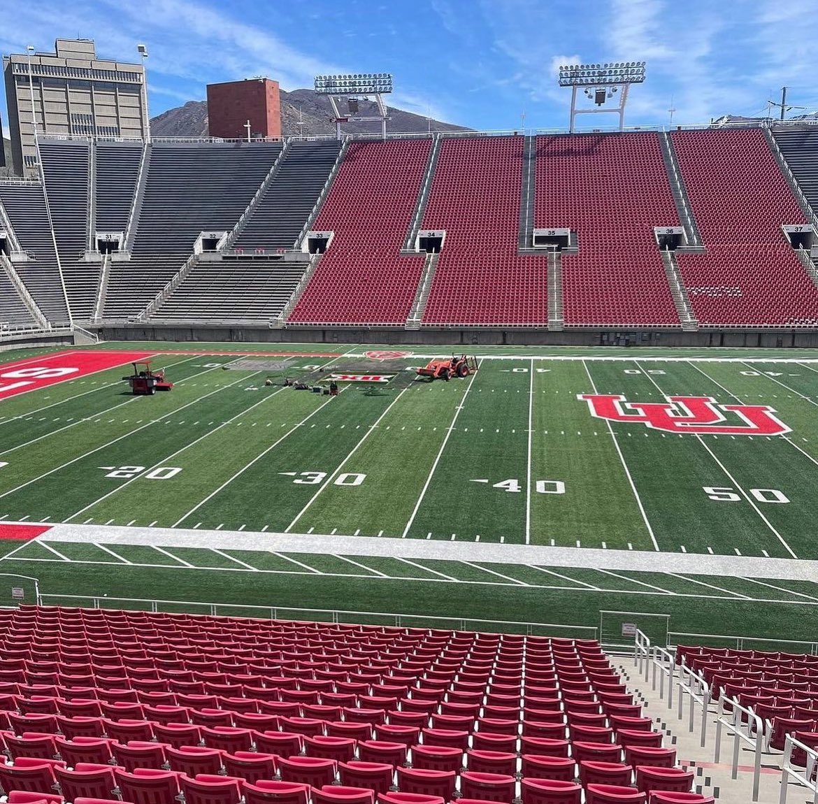 Out with the old, in with the new. Big12 logos officially down on Utah’s Football field
