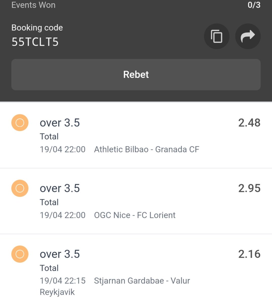 OVER 3.5 GOALS ACCA 15+ Odds Kick off 10 P.m 👇 odibets.com/share/55TCLT5 👆 Click here to place bet A win is compulsory