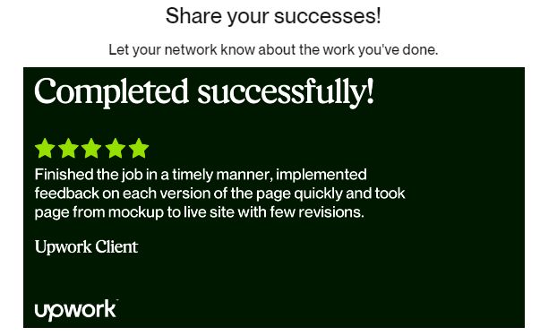 Kudos to @Upwork  

Another happy client. They are my source of motivation and keep me on track to put more efforts and continuous evolving in my field.

#upwork #freelance #freelancer #FreelanceServices
