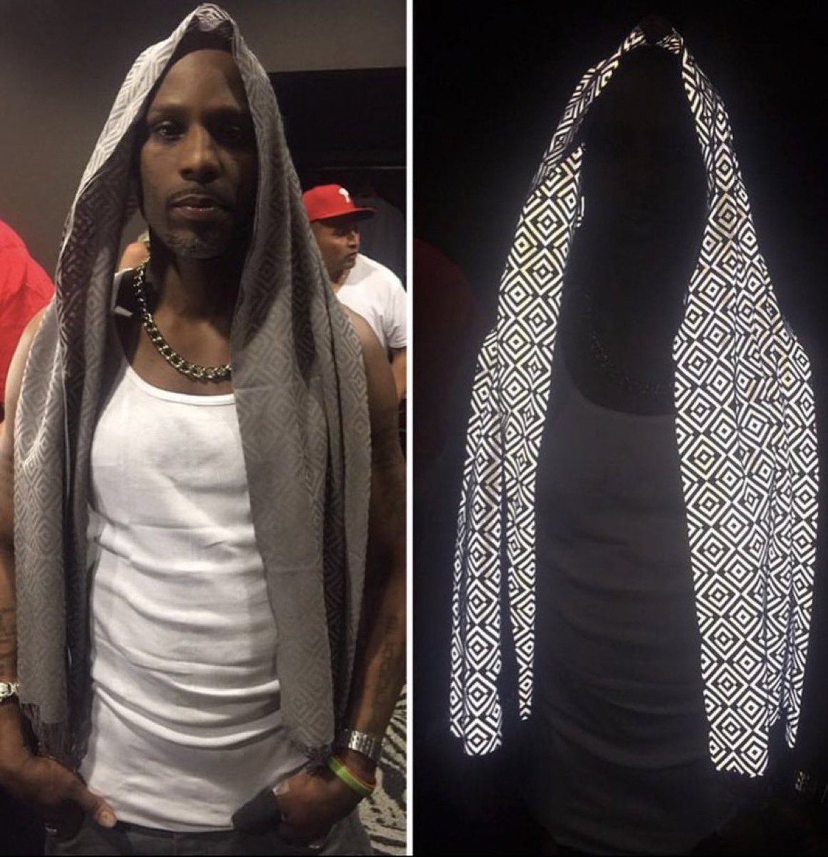 DMX wearing Anti-Paparazzi Scarf that ruins photos by affecting the flash photography