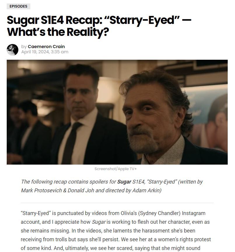 Caemeron's back looking at Sugar Episode 4
#Sugar #AppleTV
buff.ly/4b5OYRT