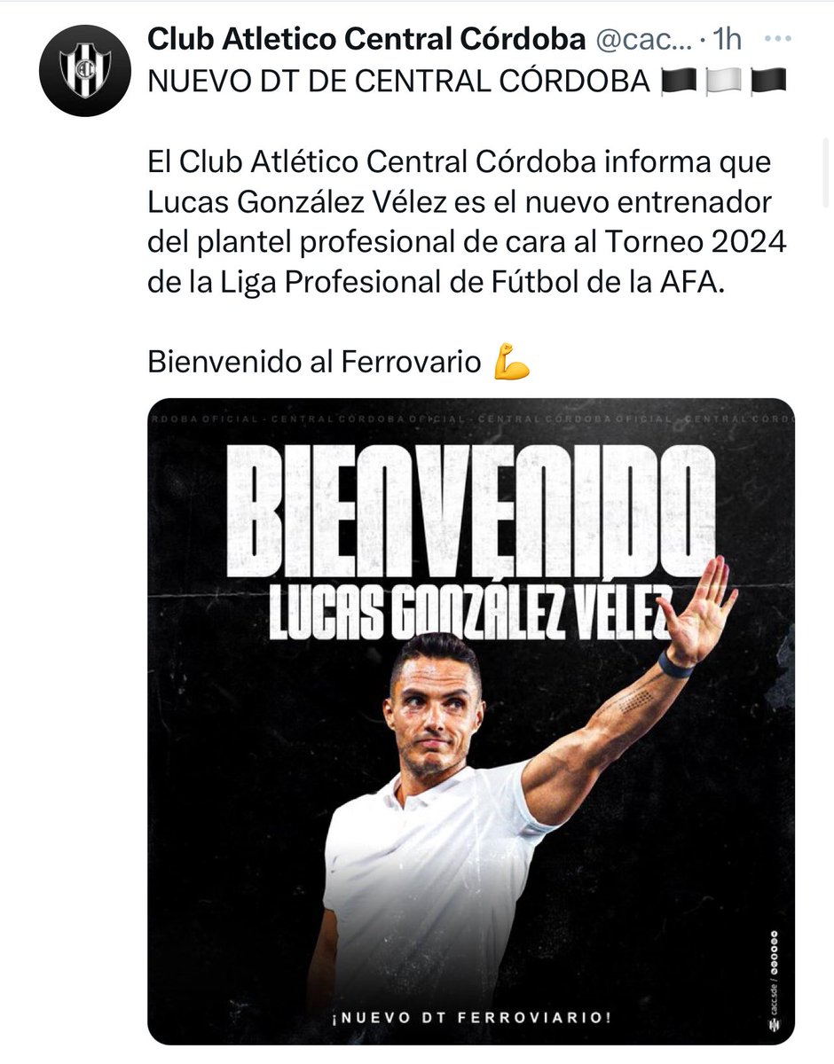 Lucas González es el nuevo DT de el Club Atlético Central Córdoba de Argentina. #WbeimarLoDice