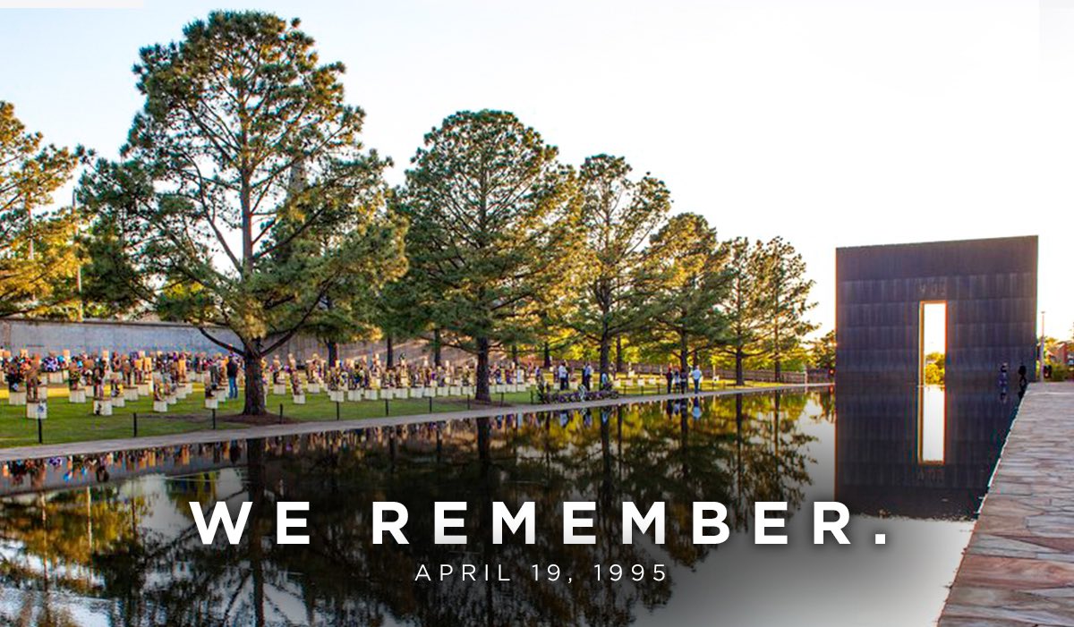 April 19, 1995 is a day that will forever be ingrained in our minds. Let us always remember the innocent lives that were lost, stand by those still impacted, and commit ourselves to the Oklahoma Standard that was demonstrated that day. #WeRemember