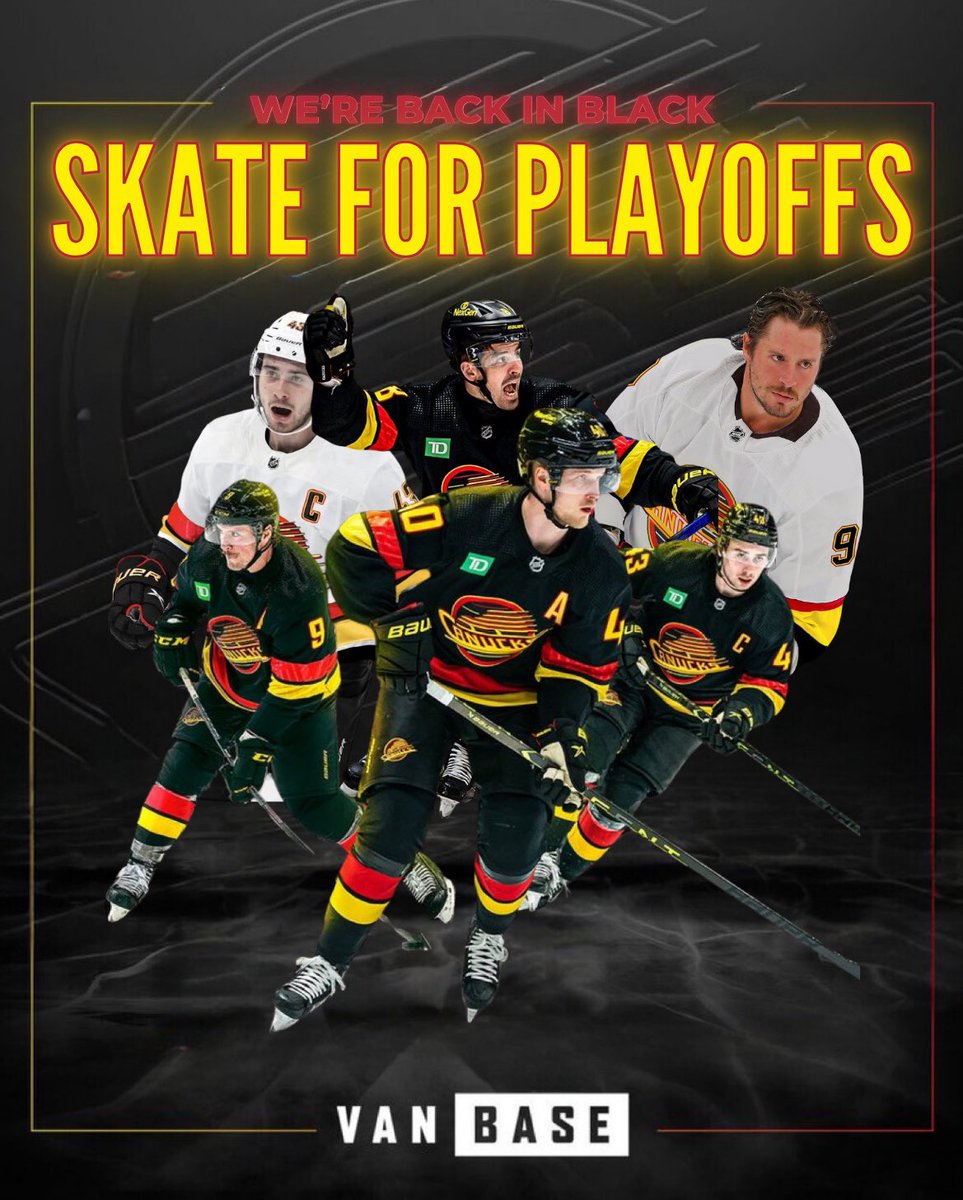 LaheyHNIC's tweet photo. General Manager Patrik Allvin announced today that the #Canucks will be wearing the Black and White Skate Jerseys for the 2023-2024 playoffs.
Details | https://t.co/C69oNFuxSO https://t.co/oDs3N6cYJ4
