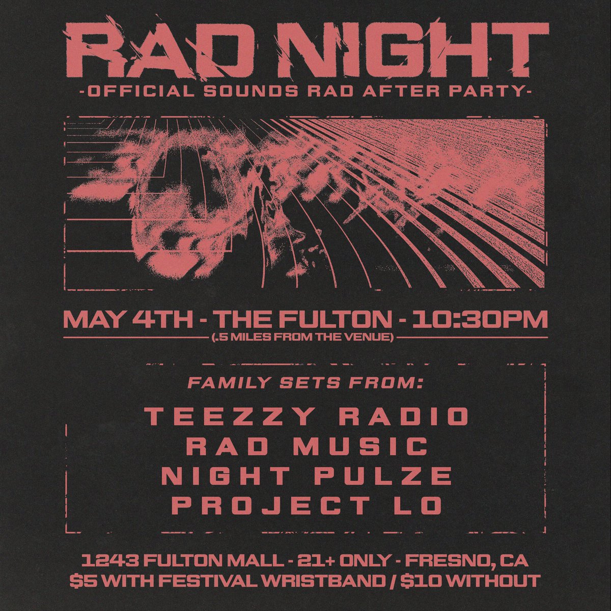 radmusicOF's tweet photo. Official #SoundsRad After Party๐come party with a ton of our friends at #TheFulton (only 0.5 miles from @TiogaSequoia)! $5 at the door with a fest wristband, $10 without a wristband
@TeezzyRadio @BrohhT @BAWMBEATS #rad #radmusic #radnight #fest #festival #house #techno #bass https://t.co/9Ep0PW4hMf