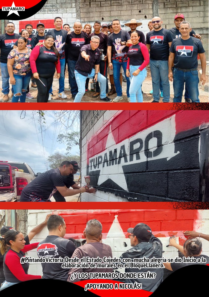 TupamaroMRT_'s tweet photo. Desde el Estado Cojedes iniciamos #PintandoVictoria donde nuestra militancia Rebelde con alegría y mística se desplegó en vanguardia con pincel en mano respaldando a nuestro camarada Presidente @NicolasMaduro https://t.co/kthyiX99l0