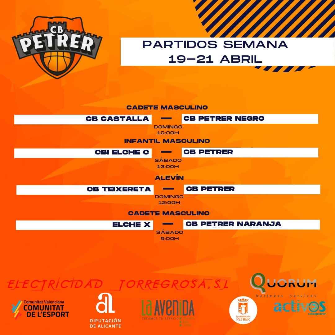 Estos son los partidos que se disputarán este fin de semana! A destacar el encuentro por partida doble de nuestro Cadete Naranja!