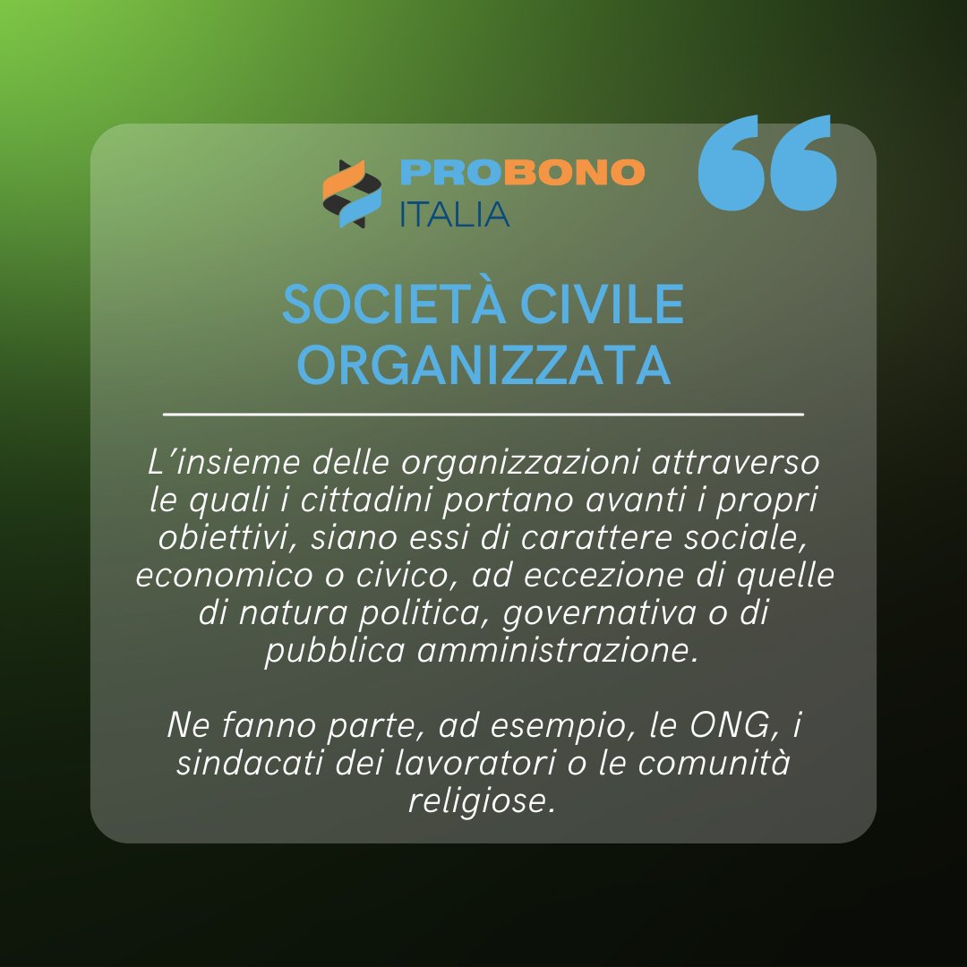 Cosa si intende per Società Civile Organizzata?
Le organizzazioni della Società Civile (OSC) promuovono l'accesso alla #giustizia e il bene comune per tutti. ⚖️

🔸Dialogo tra cittadini e autorità pubbliche ️
🔸Tutela dei diritti umani
🔸 Lotta alle diseguaglianze

#Glossario
