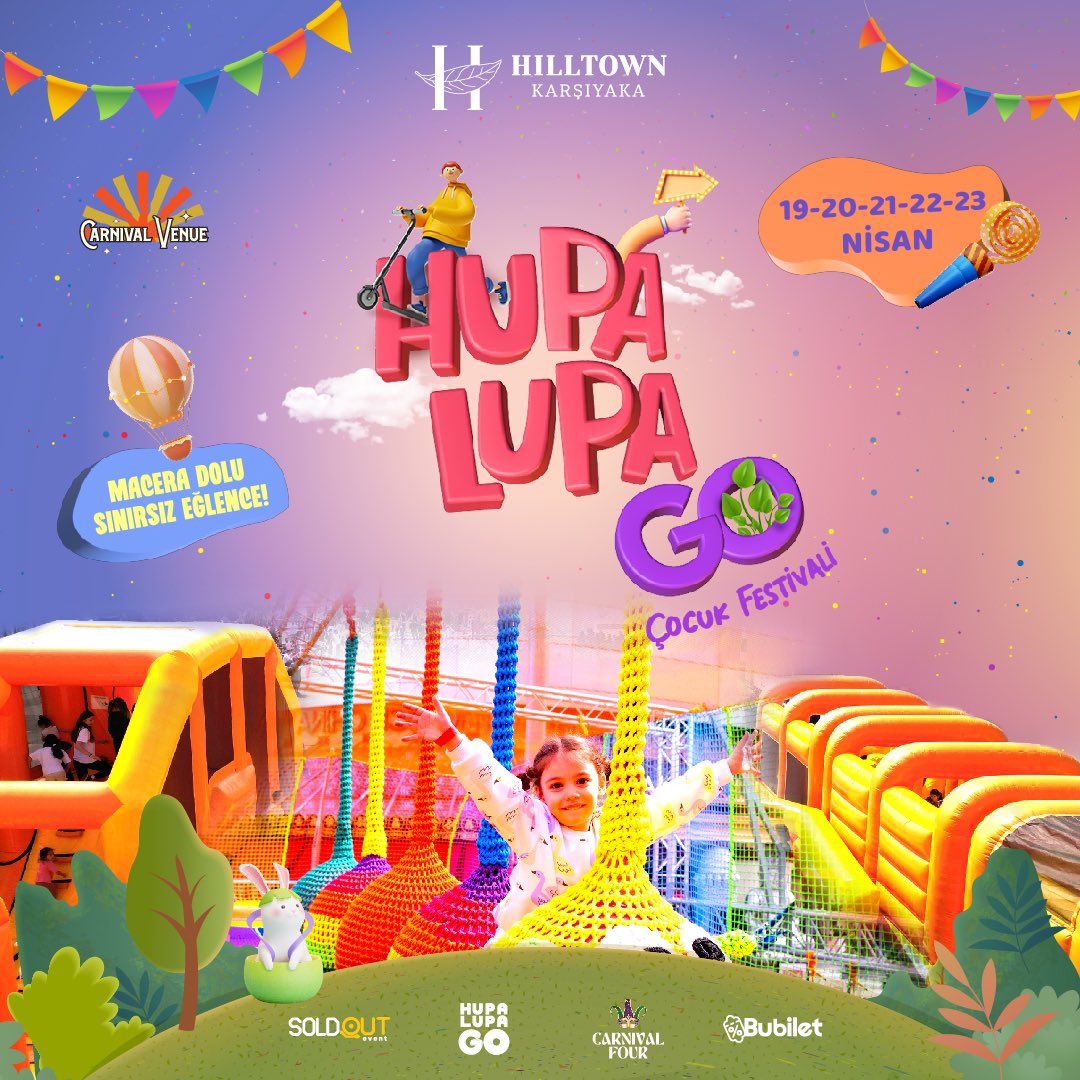 🌟 Yepyeni dev oyun parkurları, birbirinden farklı etkinlikler, sahne şovları, zengin yiyecek-içecek alternatifleriyle HUPALUPA GO Çocuk Festivali bugün başladı! 🥳