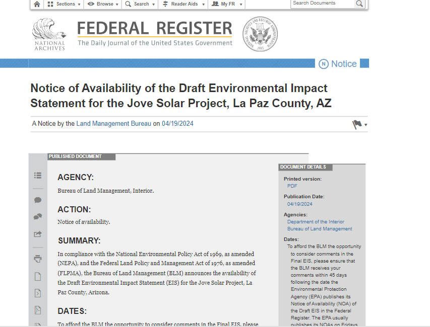 Jove Solar EIS - A nearly 4,000 acre solar nightmare next to the Eagletail Mountains Wilderness area and on habitat for Sonoran pronghorn. You public lands being sold off and sacrifcied left and right. federalregister.gov/documents/2024…