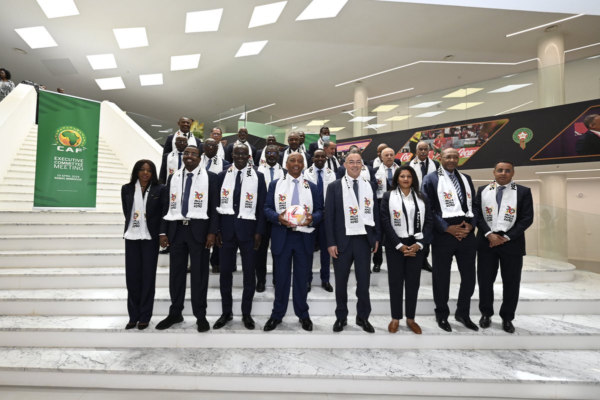 Picture from CAF Executive Committee to support the joint bid of Morocco, Portugal, and Spain for hosting the 2030 World Cup at the Mohammed VI Football Complex, Rabat