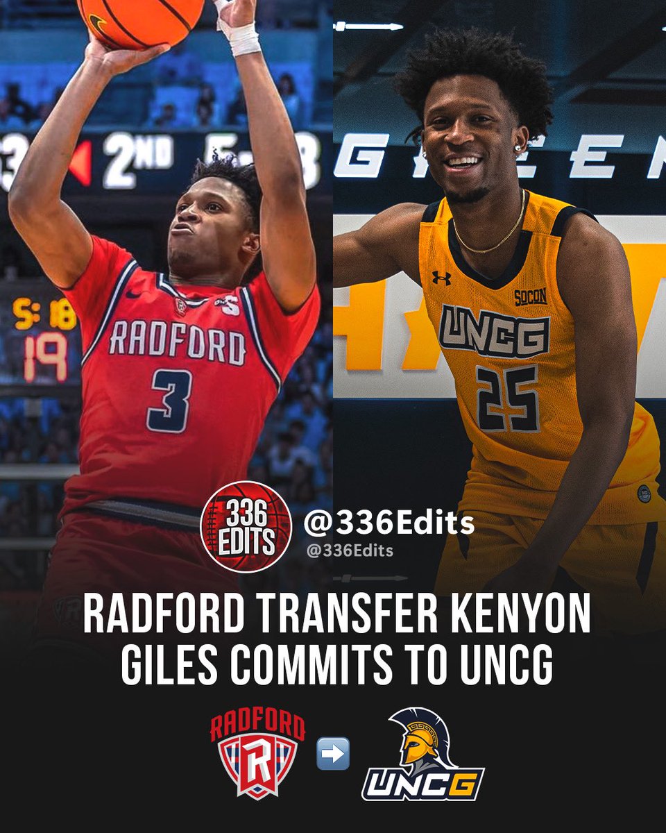 NEWS: Radford transfer Kenyon Giles has committed to UNCG, he tells 336Edits.

The 5-11 guard averaged 14.3 points and 2.8 assists for the Highlanders this season.