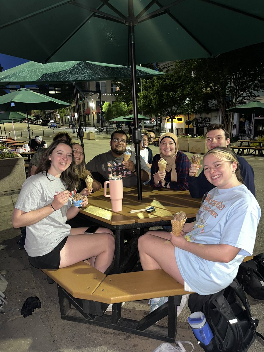 CollegeDems_GA's tweet photo. The UGA College Democrats had a blast meeting with the chair of the unofficial “swiftie caucus” @Ruwa4Georgia over ice cream on Wednesday! 

#gapol #TTPD https://t.co/vlbLirFfQY