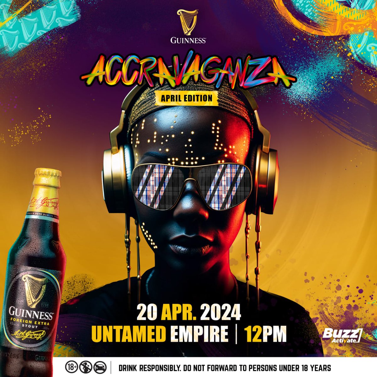Get ready to experience the ultimate party vibes at Accravaganza on April 20th🎉 #GuinessAccravaganza