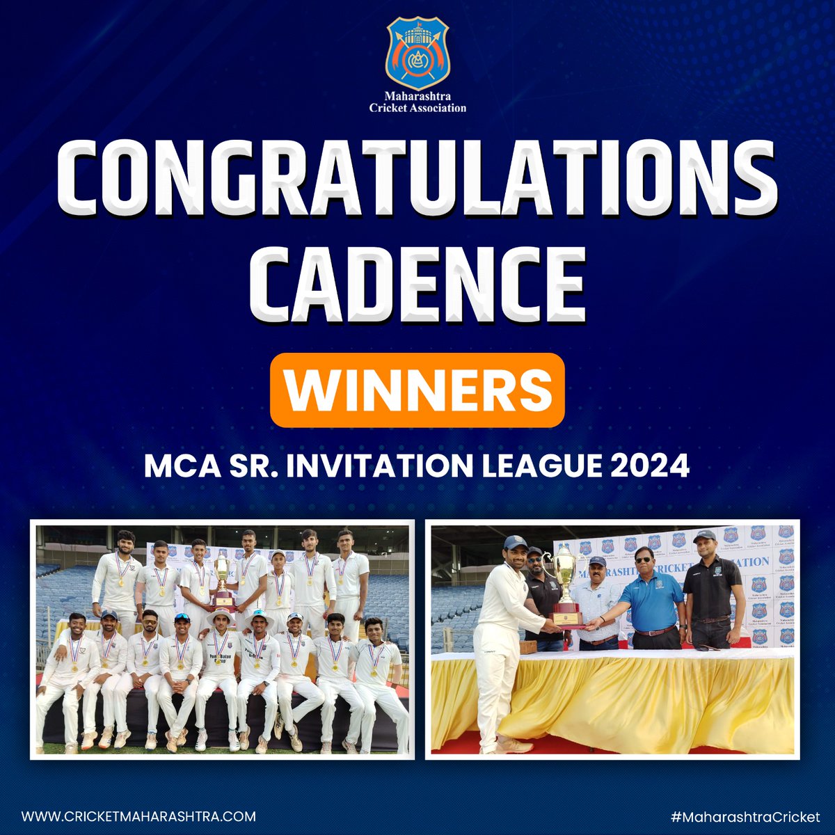 Cadence strikes the perfect note as they clinch victory in the MCA Senior Invitation League 2024, showcasing skill, precision, and the rhythm of champions. #PBKJCA #MegaFinal #MCASeniorInvitationLeague #Cadence #MahaCricket #Cricket #MCA #MaharashtraCricket