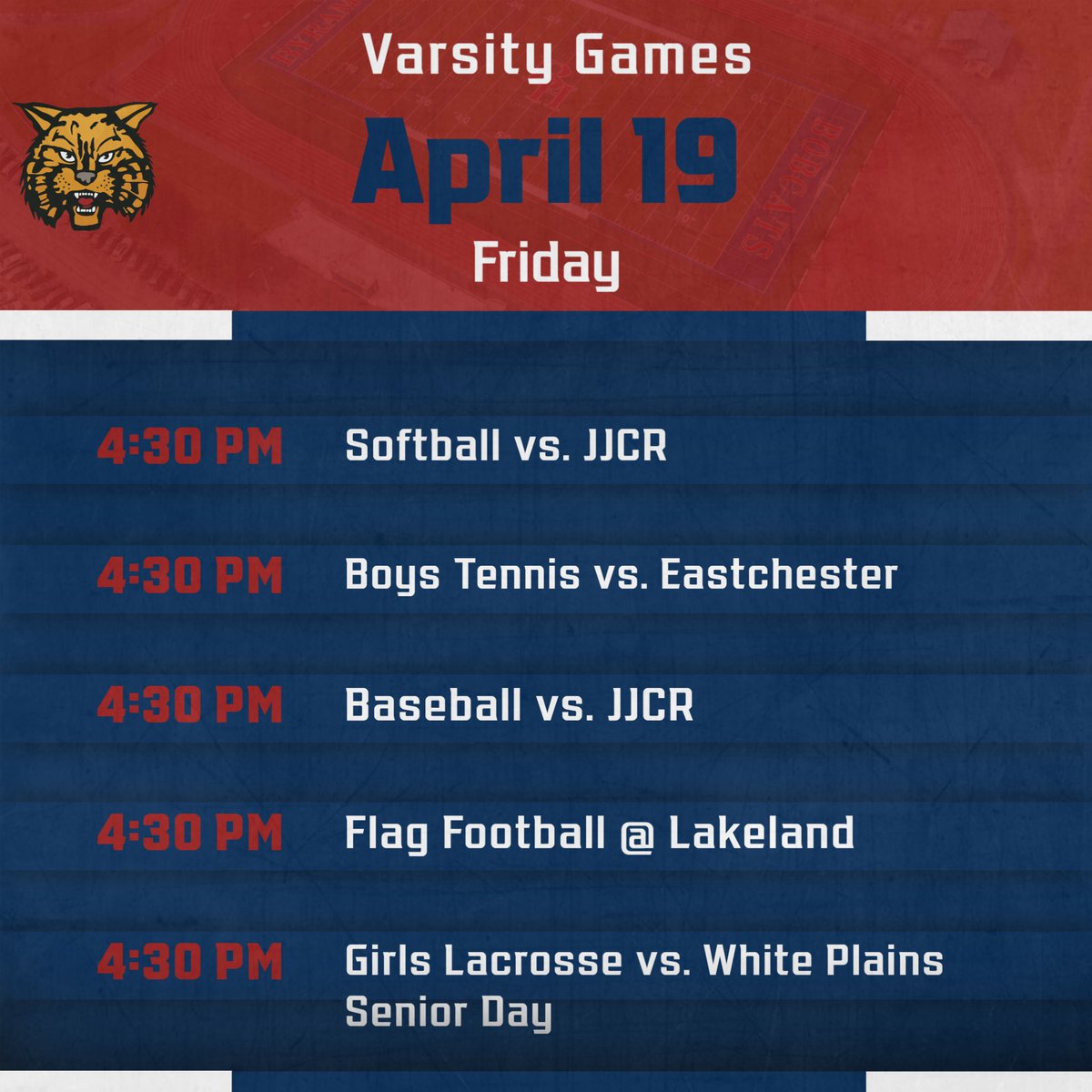 It is a busy day for the Bobcats! Come out and support our teams competing today!