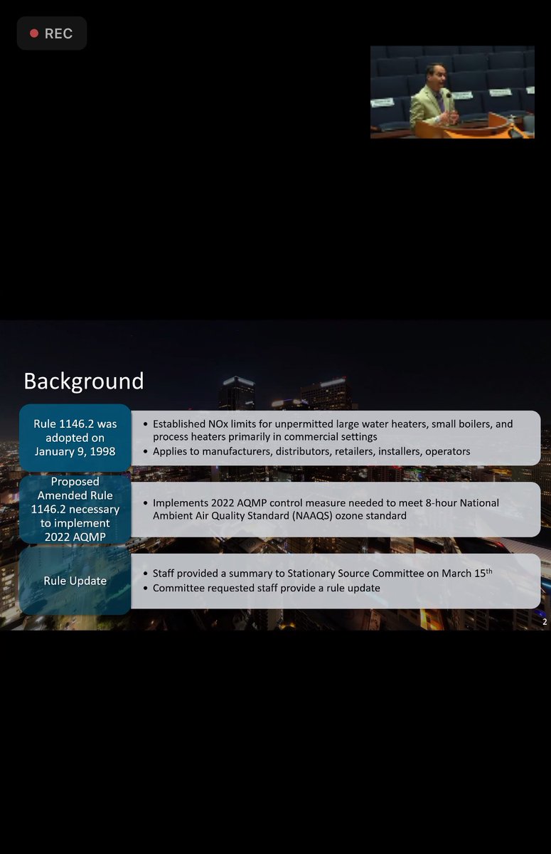 #AQMDChatter - very important hearing happening now on a rule that will clean up 10% of our stationary source emissions in the Los Angeles region.